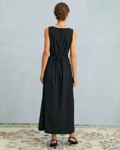 The Black U Neck Tie Back Sleeveless Maxi Dress 13 The Black U Neck Tie Back Sleeveless Maxi Dress -CINN Clothing Shop the black u neck tie back maxi dress dresses jeorn3 117493