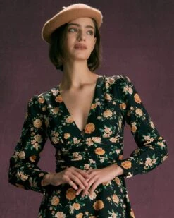 The Black V Neck Floral Pleated Mini Dress 7 The Black V Neck Floral Pleated Mini Dress -CINN Clothing Shop the black v neck floral pleated mini dress dresses s6oqdt