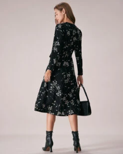The Black V Neck Wrap Floral Midi Dress 11 The Black V Neck Wrap Floral Midi Dress -CINN Clothing Shop the black v neck floral wrap midi dress dresses cchrwc