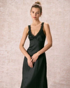 The Black V Neck Lace Jacquard Maxi Dress 9 The Black V Neck Lace Jacquard Maxi Dress -CINN Clothing Shop the black v neck lace jacquard maxi dress dresses iylgek