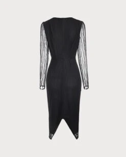 The Black V Neck Sheer Sleeve Lace Midi Dress 15 The Black V Neck Sheer Sleeve Lace Midi Dress -CINN Clothing Shop the black v neck lace midi dress dresses zuxhxv