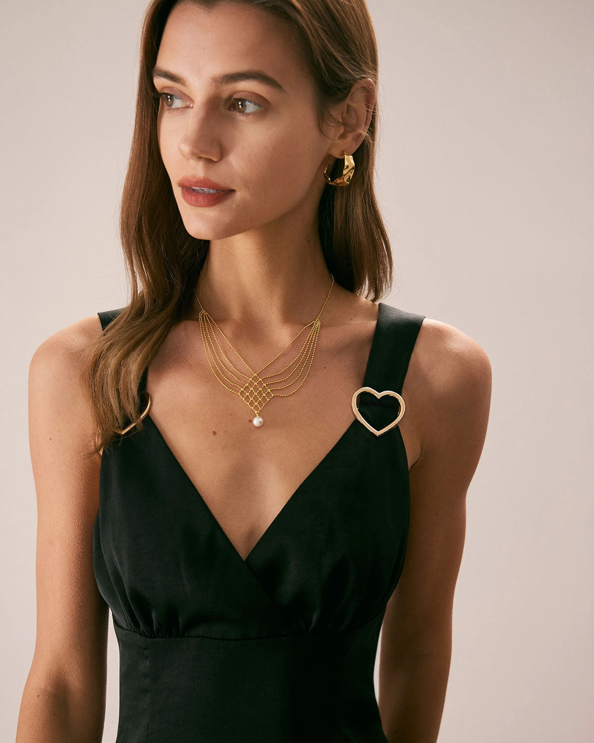 The Black V Neck Ruched Satin Midi Dress 2 The Black V Neck Ruched Satin Midi Dress - Image 2