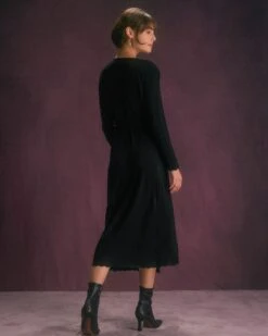 The Black V Neck Tie Wrap Knit Midi Dress 11 The Black V Neck Tie Wrap Knit Midi Dress -CINN Clothing Shop the black wrap knit midi dress dresses xv5ooz