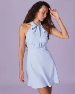 The Blue Halter Hollow Out Mini Dress 8 The Blue Halter Hollow Out Mini Dress -CINN Clothing Shop the blue halter sleeveless mini dress dresses 2azz7t 946427