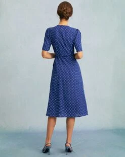 The Blue V Neck Polka Dot Wrap Midi Dress 13 The Blue V Neck Polka Dot Wrap Midi Dress -CINN Clothing Shop the blue polka dot wrap midi dress dresses of61wr 589191