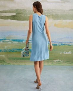 The Blue Round Neck Pointelle Knit Mini Dress 9 The Blue Round Neck Pointelle Knit Mini Dress -CINN Clothing Shop the blue round neck pointelle knit mini dress dresses mbumtr