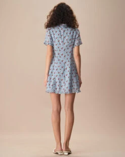 The Blue V Neck Frill Trim Floral Mini Dress 7 The Blue V Neck Frill Trim Floral Mini Dress -CINN Clothing Shop the blue v neck frill trim floral mini dress dresses uad0xy