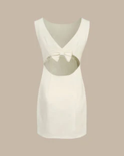 The Beige Boat Neck Back Bowknot Mini Dress 13 The Beige Boat Neck Back Bowknot Mini Dress -CINN Clothing Shop the boat neck back bowknot dress dresses 0ghij3