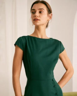 The Green Boat Neck Cutout Back Midi Dress 10 The Green Boat Neck Cutout Back Midi Dress -CINN Clothing Shop the boat neck cutout back dress dresses ymnfce