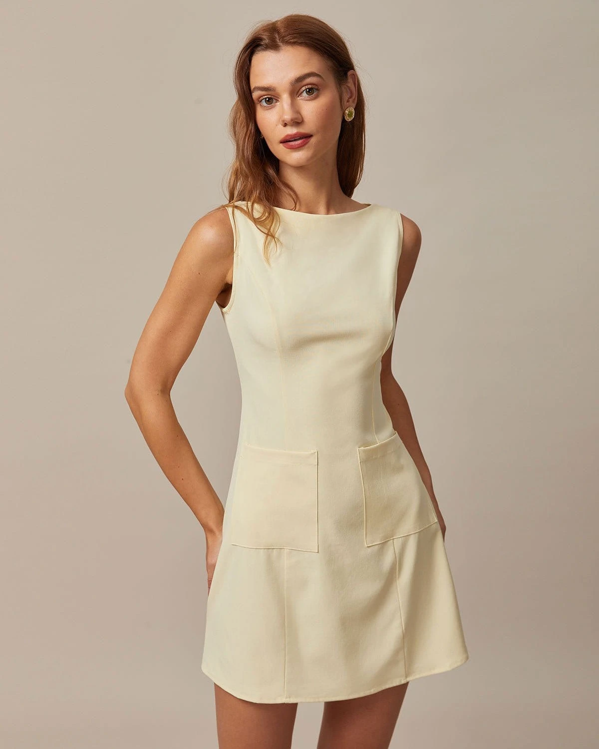 The Yellow Boat Neck Cutout Mini Dress 1 The Yellow Boat Neck Cutout Mini Dress