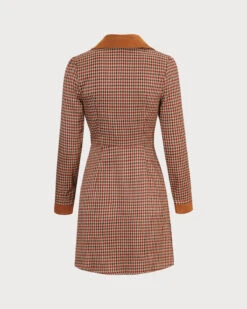 The Brown Plaid Spliced Suede Mini Dress 15 The Brown Plaid Spliced Suede Mini Dress -CINN Clothing Shop the brown plaid spliced suede mini dress dresses qv9tnh