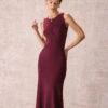 The Burgundy Round Neck Sweater Maxi Dress