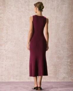 The Burgundy Round Neck Sweater Maxi Dress 11 The Burgundy Round Neck Sweater Maxi Dress -CINN Clothing Shop the burgundy round neck sweater maxi dress dresses ovvmu0