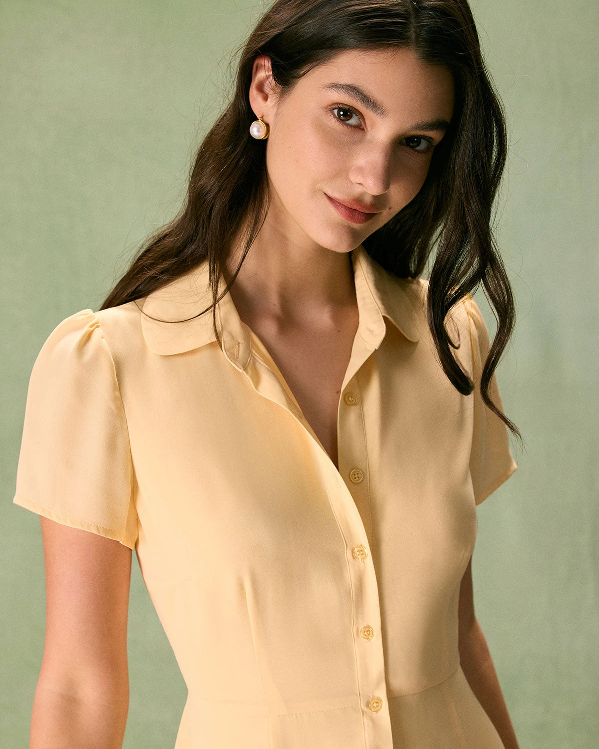 The Yellow Button Down Shirt Mini Dress 2 The Yellow Button Down Shirt Mini Dress - Image 2