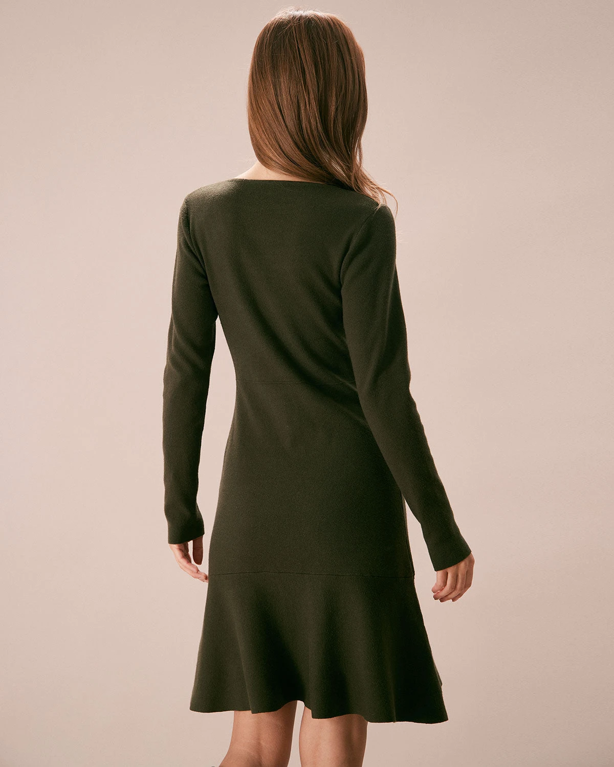 The Army Green Button Sweater Mini Dress 5 The Army Green Button Sweater Mini Dress - Image 5