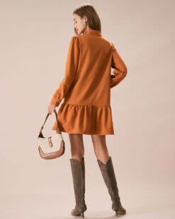 The Caramel Mock Neck A-Line Mini Dress -CINN Clothing Shop the caramel mock neck a line mini dress dresses gtlgu4