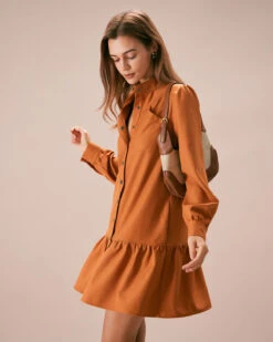 The Caramel Mock Neck A-Line Mini Dress -CINN Clothing Shop the caramel mock neck a line mini dress dresses qjj56b