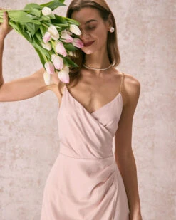 The Apricot Chain Strap Ruched Wrap Mini Dress -CINN Clothing Shop the chain strap wrap mini dress dresses 9172dc