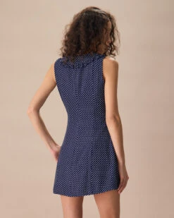 The Navy Chelsea Collar Polka Dot Mini Dress -CINN Clothing Shop the chelsea collar polka dot mini dress dresses 0rkqgf