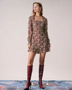 The Coffee Square Neck Floral Mini Dress 10 The Coffee Square Neck Floral Mini Dress -CINN Clothing Shop the coffee square neck floral mini dress dresses xewz4q