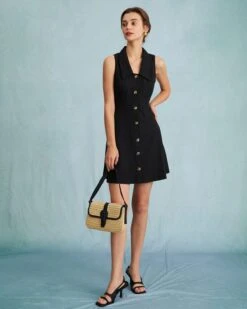 The Black Collared Sleeveless A Line Shirt Mini Dress 9 The Black Collared Sleeveless A Line Shirt Mini Dress -CINN Clothing Shop the collared sleeveless shirt dress dresses nur3yh 757049