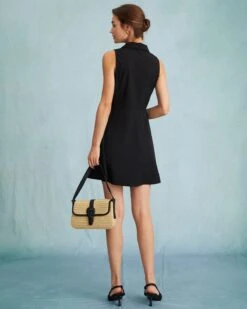 The Black Collared Sleeveless A Line Shirt Mini Dress 10 The Black Collared Sleeveless A Line Shirt Mini Dress -CINN Clothing Shop the collared sleeveless shirt dress dresses rwy7jt 208648