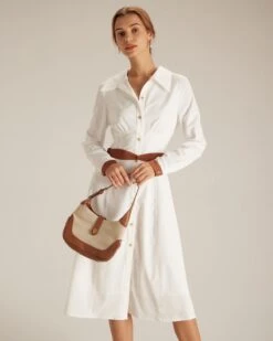 The White Colorblock Belted Shirt Midi Dress 8 The White Colorblock Belted Shirt Midi Dress -CINN Clothing Shop the colorblock belted shirt dress dresses 6rjhqt