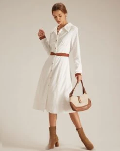 The White Colorblock Belted Shirt Midi Dress 9 The White Colorblock Belted Shirt Midi Dress -CINN Clothing Shop the colorblock belted shirt dress dresses 7o4d8p