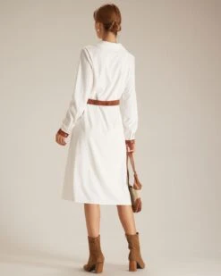 The White Colorblock Belted Shirt Midi Dress 10 The White Colorblock Belted Shirt Midi Dress -CINN Clothing Shop the colorblock belted shirt dress dresses vdm2ut