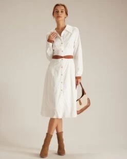 The White Colorblock Belted Shirt Midi Dress 11 The White Colorblock Belted Shirt Midi Dress -CINN Clothing Shop the colorblock belted shirt dress white dresses ixcgdf