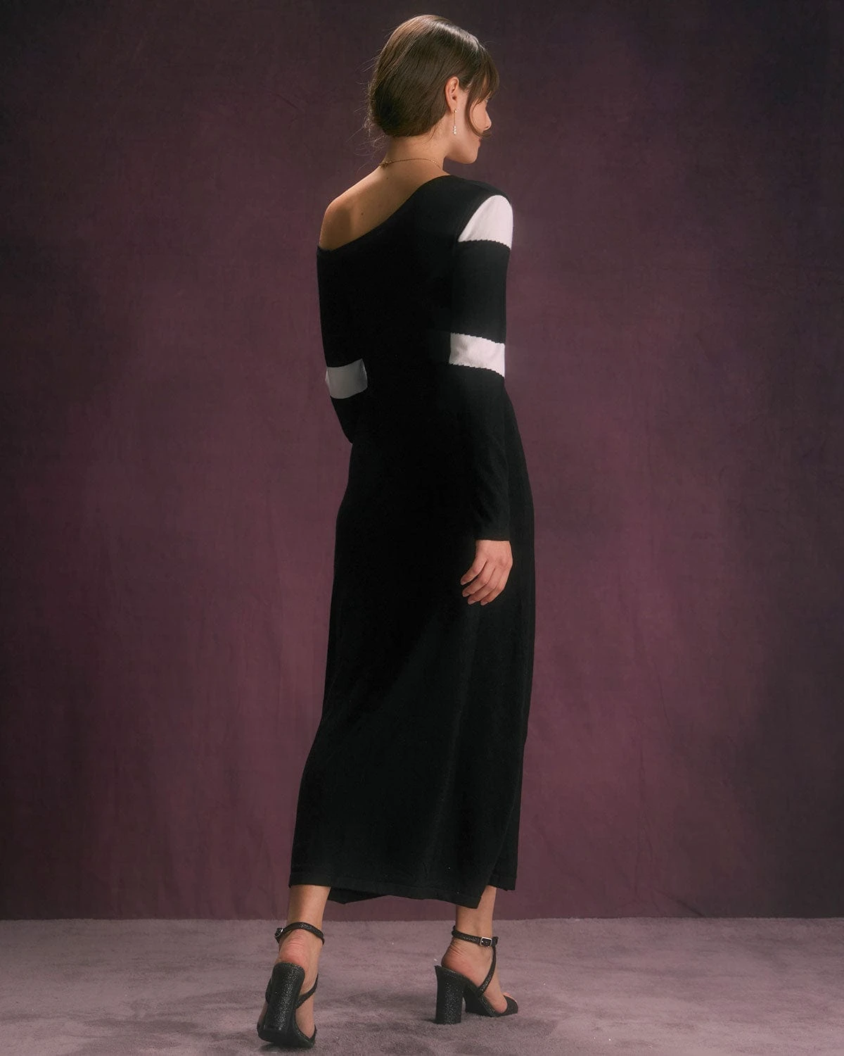 The Colorblock One Shoulder Knit Midi Dress 5 The Colorblock One Shoulder Knit Midi Dress - Image 5