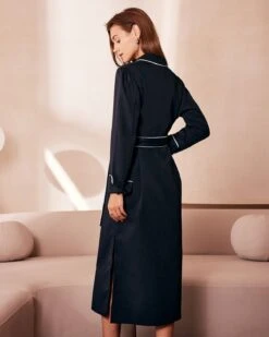 The Black Contrast Belted Shirt Midi Dress 11 The Black Contrast Belted Shirt Midi Dress -CINN Clothing Shop the contrast trim belted shirt dress dresses cldlrl 102063
