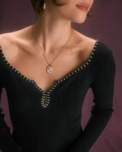 The Black Contrast Trim A-Line Knit Mini Dress -CINN Clothing Shop the contrast trim knitted dress dresses lwqi4m