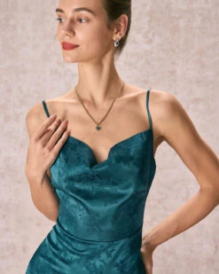 The Navy Cowl Neck Jacquard Maxi Dress -CINN Clothing Shop the cowl neck jacquard dress dresses pevjcl