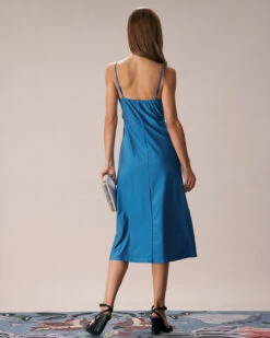 The Blue Cowl Neck Ruched Slip Midi Dress 11 The Blue Cowl Neck Ruched Slip Midi Dress -CINN Clothing Shop the cowl neck ruched dress dresses aotdkl