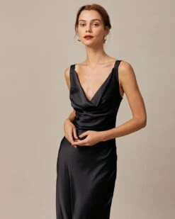 The Black Cowl Neck Sheath Satin Maxi Dress 8 The Black Cowl Neck Sheath Satin Maxi Dress -CINN Clothing Shop the cowl neck satin maxi dress dresses 3tlkos 582321