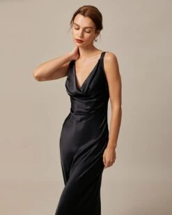 The Black Cowl Neck Sheath Satin Maxi Dress 9 The Black Cowl Neck Sheath Satin Maxi Dress -CINN Clothing Shop the cowl neck satin maxi dress dresses hppgpa 494414