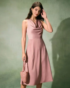 The Pink Cowl Neck Sleeveless Satin Midi Dress 7 The Pink Cowl Neck Sleeveless Satin Midi Dress -CINN Clothing Shop the cowl neck satin midi dress dresses kc82lf