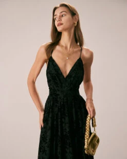 The Black Floral Flocked Mesh Slit Maxi Dress 11 The Black Floral Flocked Mesh Slit Maxi Dress -CINN Clothing Shop the floral flocked slit maxi dress dresses kjmxsy