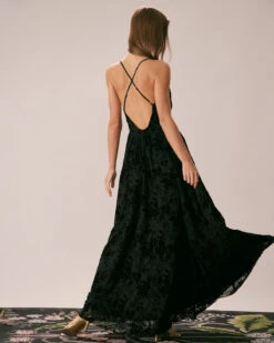 The Black Floral Flocked Mesh Slit Maxi Dress 13 The Black Floral Flocked Mesh Slit Maxi Dress -CINN Clothing Shop the floral flocked slit maxi dress dresses spn7bq