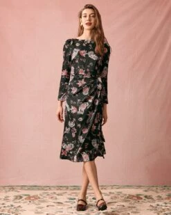 The Floral Ruched Long Sleeve Midi Dress 7 The Floral Ruched Long Sleeve Midi Dress -CINN Clothing Shop the floral ruched midi dress dresses z8soj5