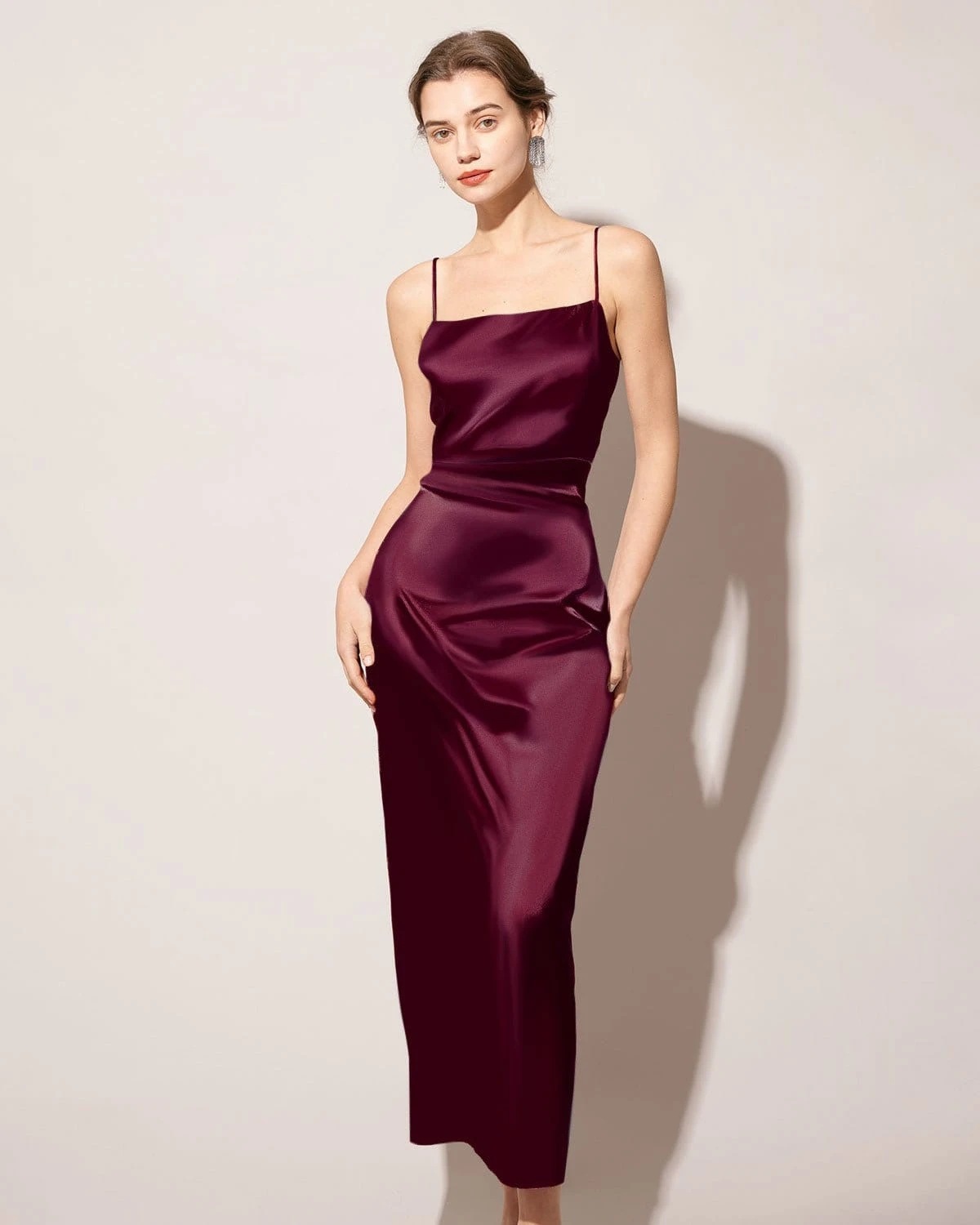 The Red Back Slit Satin Sling Maxi Dress 1 The Red Back Slit Satin Sling Maxi Dress