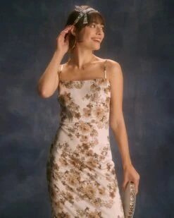 The Apricot Floral Slit Maxi Dress -CINN Clothing Shop the floral side split maxi dress dresses tkjkb5 11f7e075 8904 487b a02f 01c75281e5b6