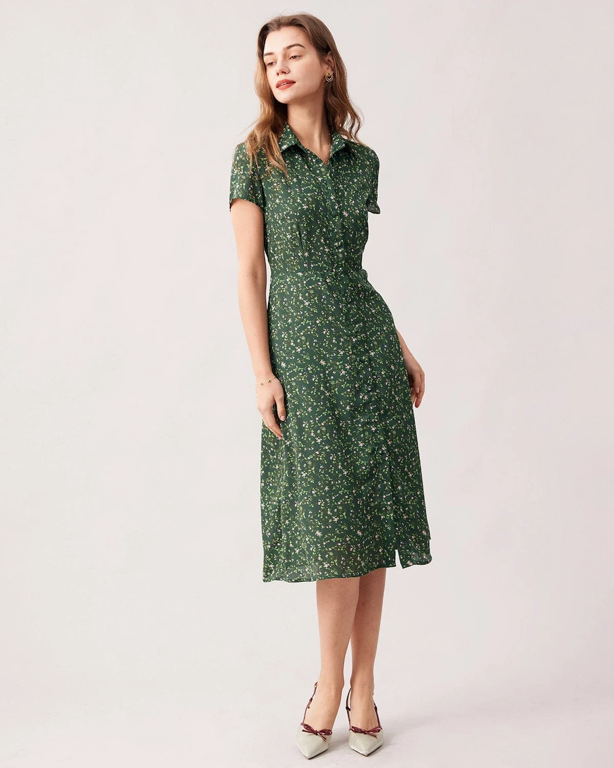 The Green Lapel Button Up Floral Midi Dress 4 The Green Lapel Button Up Floral Midi Dress - Image 4