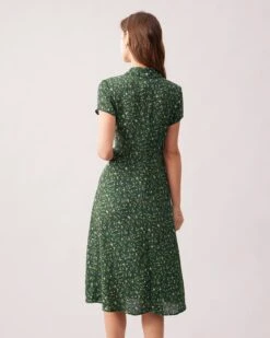 The Green Lapel Button Up Floral Midi Dress 10 The Green Lapel Button Up Floral Midi Dress -CINN Clothing Shop the green collared ditsy floral midi dress dresses cg8d6v 403207