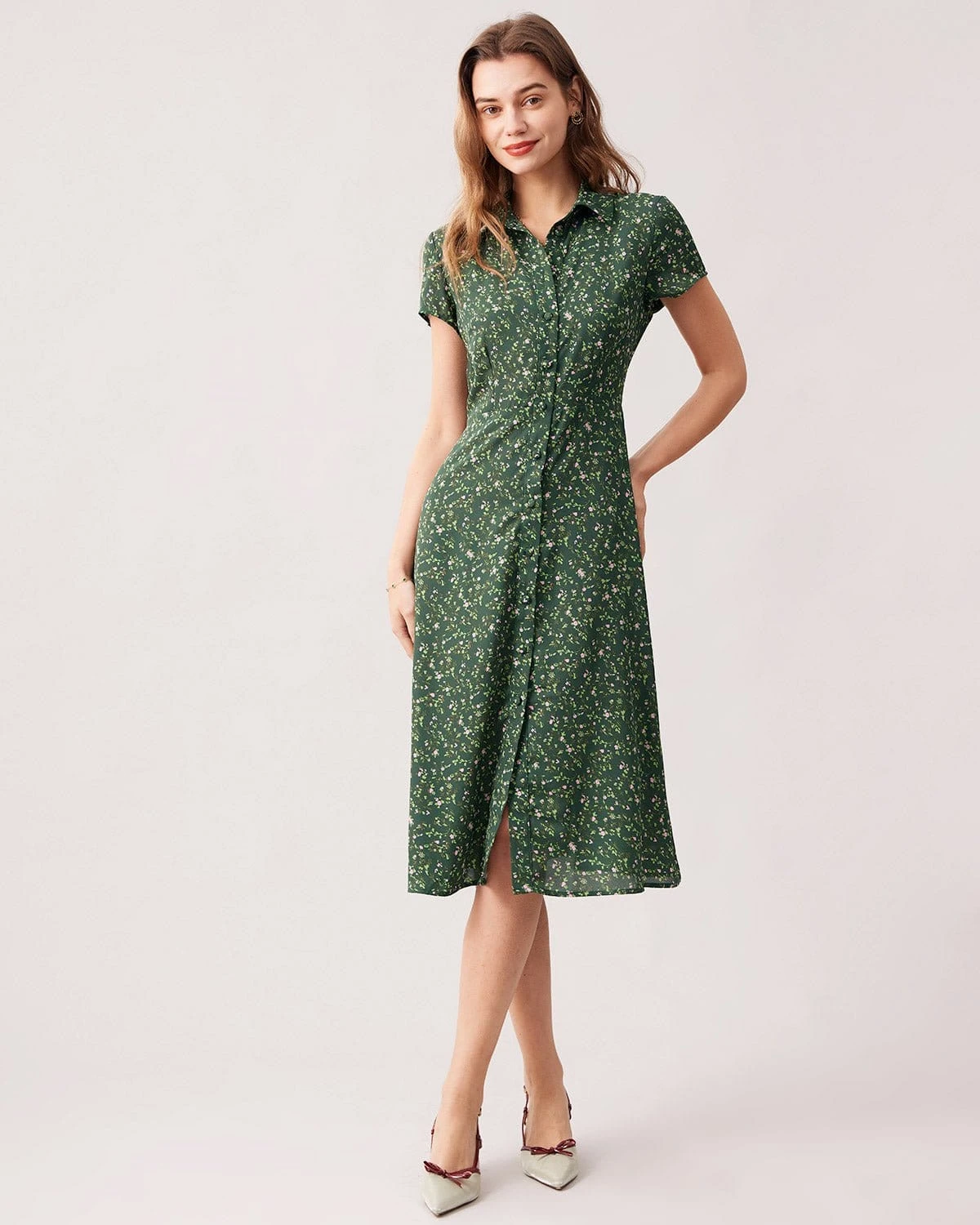 The Green Lapel Button Up Floral Midi Dress 3 The Green Lapel Button Up Floral Midi Dress - Image 3