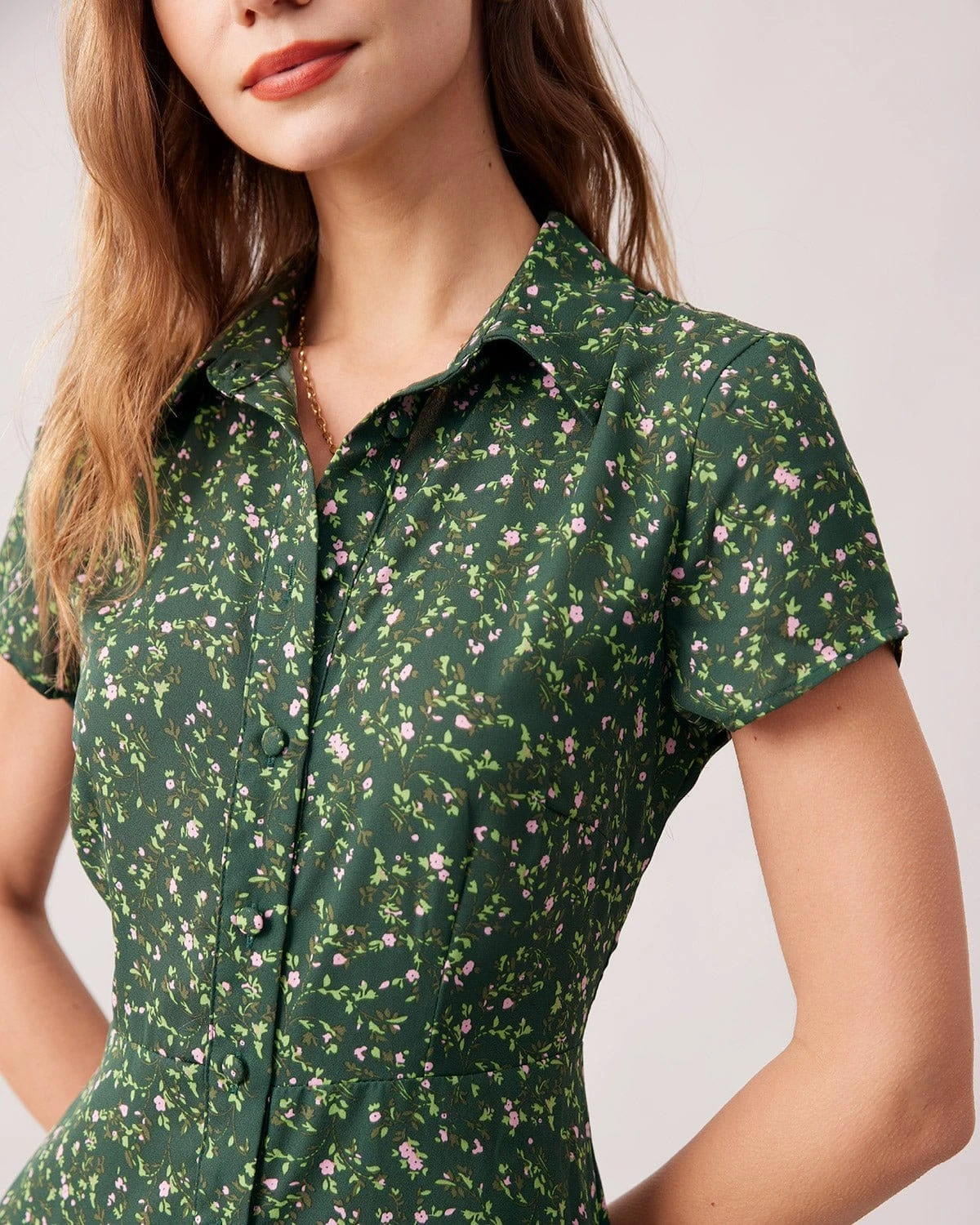 The Green Lapel Button Up Floral Midi Dress 2 The Green Lapel Button Up Floral Midi Dress - Image 2