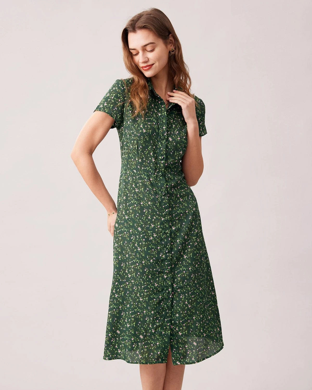 The Green Lapel Button Up Floral Midi Dress 1 The Green Lapel Button Up Floral Midi Dress