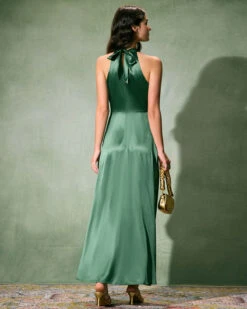 The Green Ruched Satin Maxi Dress 9 The Green Ruched Satin Maxi Dress -CINN Clothing Shop the green ruched satin maxi dress dresses e76fww