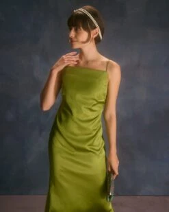 The Green Backless Satin Mermaid Midi Dress 11 The Green Backless Satin Mermaid Midi Dress -CINN Clothing Shop the green satin mermaid maxi dress dresses 5fsthc